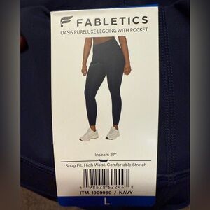NWT Fabletics Oasis Pureluxe Dark Blue Leggings with Pocket